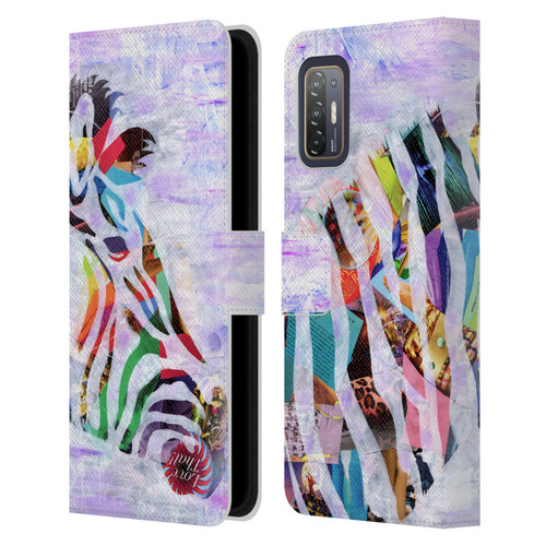 Artpoptart Animals Purple Zebra Leather Book Wallet Case Cover For HTC Desire 21 Pro 5G