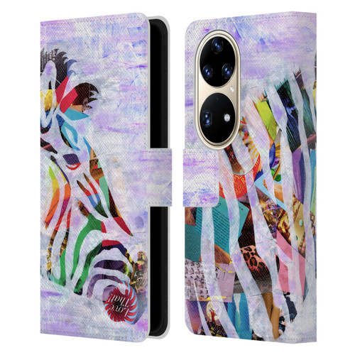 Artpoptart Animals Purple Zebra Leather Book Wallet Case Cover For Huawei P50 Pro