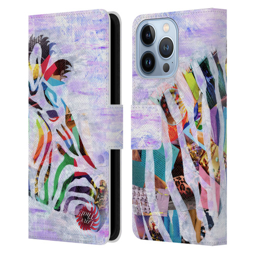 Artpoptart Animals Purple Zebra Leather Book Wallet Case Cover For Apple iPhone 13 Pro