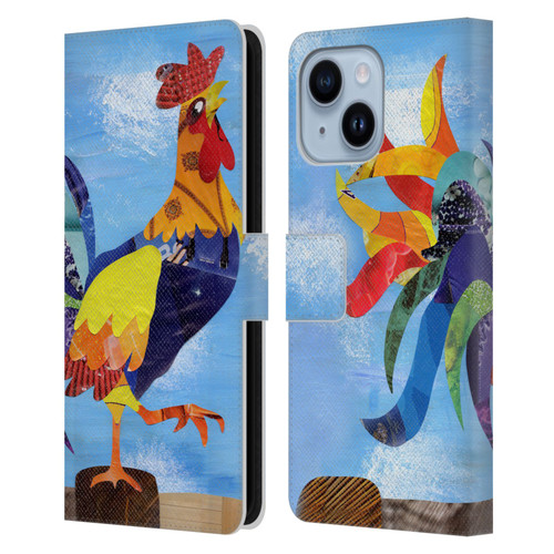 Artpoptart Animals Colorful Rooster Leather Book Wallet Case Cover For Apple iPhone 14 Plus