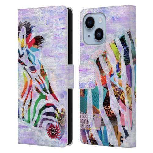 Artpoptart Animals Purple Zebra Leather Book Wallet Case Cover For Apple iPhone 14 Plus