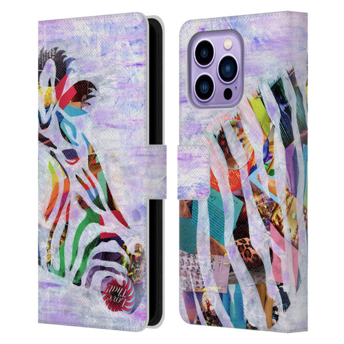 Artpoptart Animals Purple Zebra Leather Book Wallet Case Cover For Apple iPhone 14 Pro Max