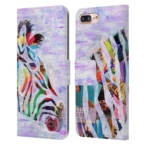 Artpoptart Animals Purple Zebra Leather Book Wallet Case Cover For Apple iPhone 7 Plus / iPhone 8 Plus