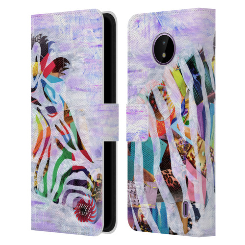 Artpoptart Animals Purple Zebra Leather Book Wallet Case Cover For Nokia C10 / C20