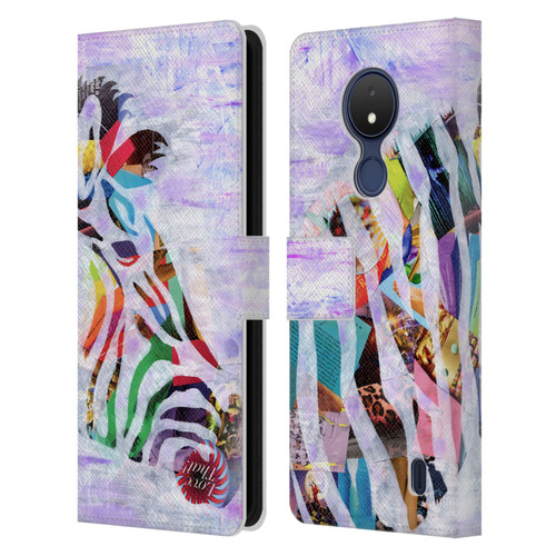 Artpoptart Animals Purple Zebra Leather Book Wallet Case Cover For Nokia C21