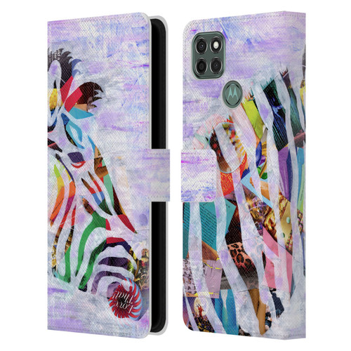 Artpoptart Animals Purple Zebra Leather Book Wallet Case Cover For Motorola Moto G9 Power