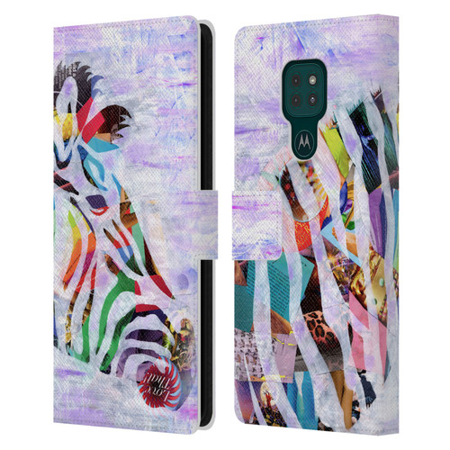 Artpoptart Animals Purple Zebra Leather Book Wallet Case Cover For Motorola Moto G9 Play
