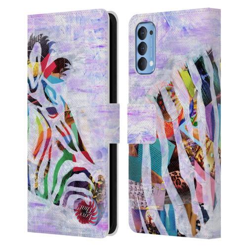 Artpoptart Animals Purple Zebra Leather Book Wallet Case Cover For OPPO Reno 4 5G