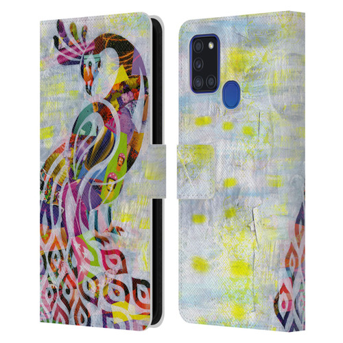 Artpoptart Animals Peacock Leather Book Wallet Case Cover For Samsung Galaxy A21s (2020)
