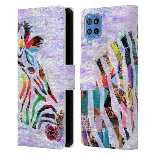 Artpoptart Animals Purple Zebra Leather Book Wallet Case Cover For Samsung Galaxy F22 (2021)