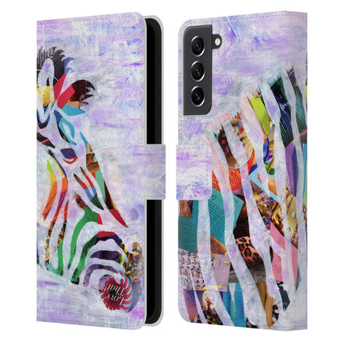 Artpoptart Animals Purple Zebra Leather Book Wallet Case Cover For Samsung Galaxy S21 FE 5G