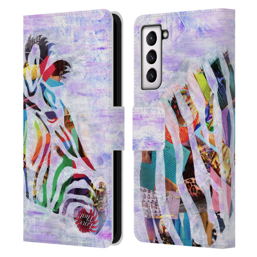 Artpoptart Animals Purple Zebra Leather Book Wallet Case Cover For Samsung Galaxy S21 5G