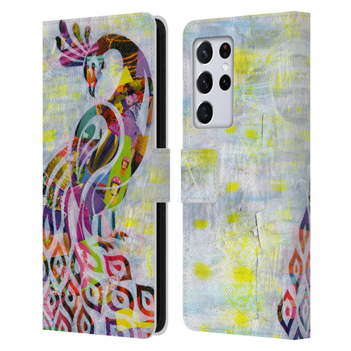 Artpoptart Animals Peacock Leather Book Wallet Case Cover For Samsung Galaxy S21 Ultra 5G