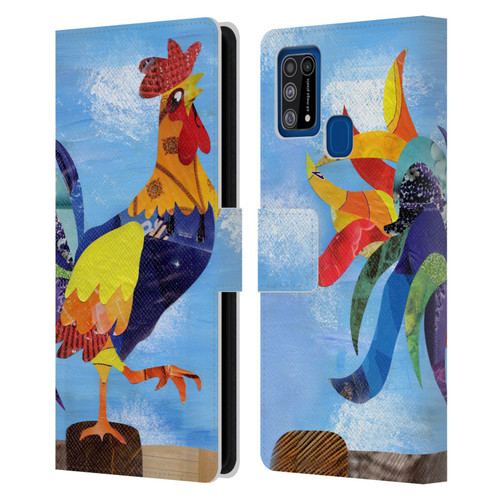 Artpoptart Animals Colorful Rooster Leather Book Wallet Case Cover For Samsung Galaxy M31 (2020)