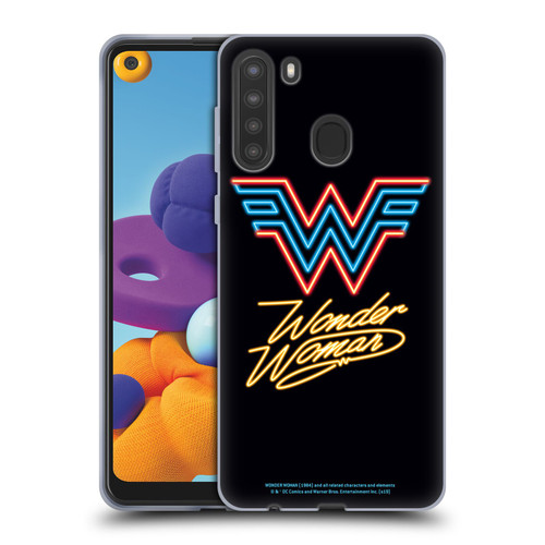 Wonder Woman 1984 Logo Art Neon Soft Gel Case for Samsung Galaxy A21 (2020)