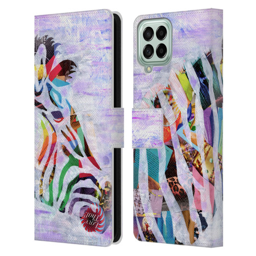 Artpoptart Animals Purple Zebra Leather Book Wallet Case Cover For Samsung Galaxy M33 (2022)
