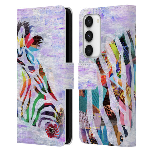 Artpoptart Animals Purple Zebra Leather Book Wallet Case Cover For Samsung Galaxy S23 5G