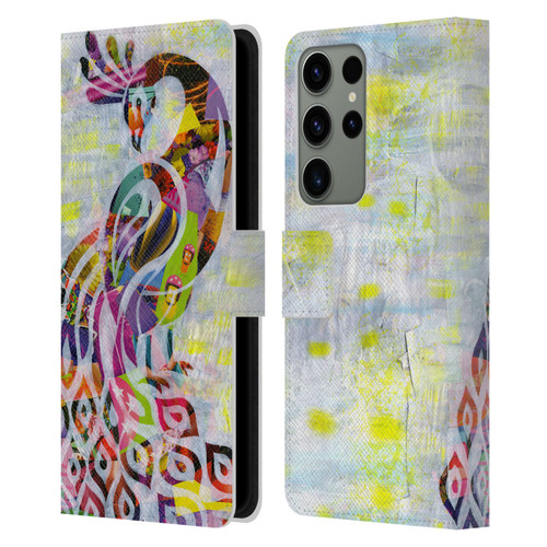 Artpoptart Animals Peacock Leather Book Wallet Case Cover For Samsung Galaxy S23 Ultra 5G