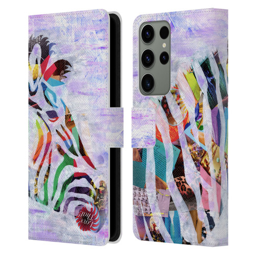 Artpoptart Animals Purple Zebra Leather Book Wallet Case Cover For Samsung Galaxy S23 Ultra 5G