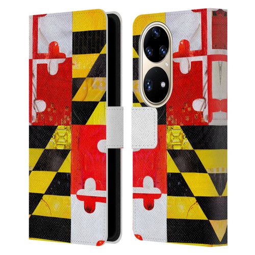 Artpoptart Flags Maryland Leather Book Wallet Case Cover For Huawei P50 Pro