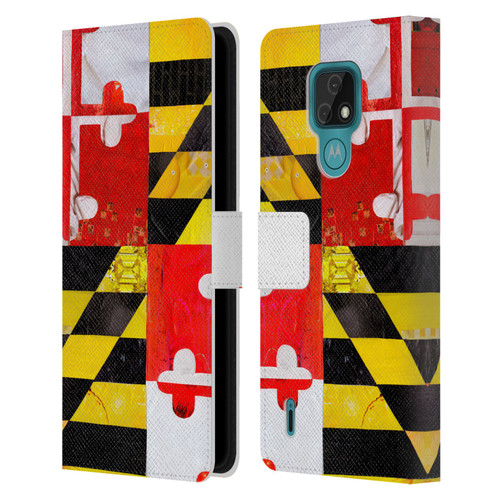 Artpoptart Flags Maryland Leather Book Wallet Case Cover For Motorola Moto E7