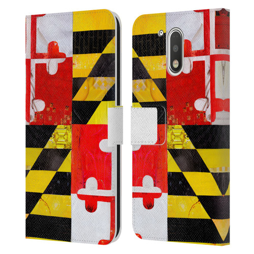 Artpoptart Flags Maryland Leather Book Wallet Case Cover For Motorola Moto G41