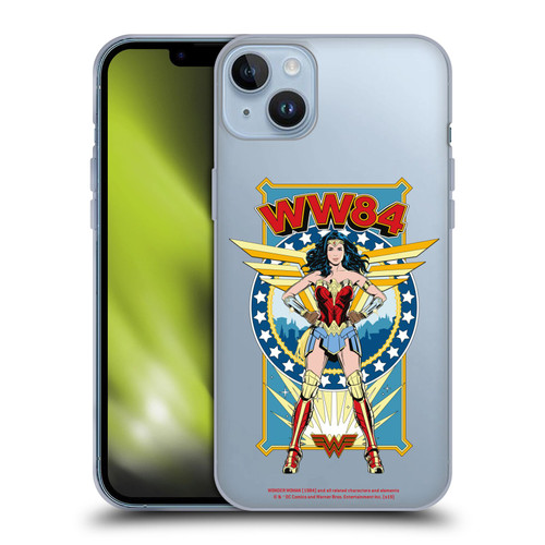 Wonder Woman 1984 Retro Art Logo And Shield Soft Gel Case for Apple iPhone 14 Plus