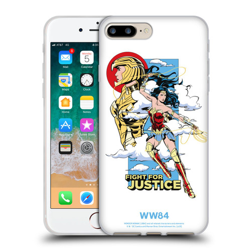 Wonder Woman 1984 Retro Art Fight For Justice Soft Gel Case for Apple iPhone 7 Plus / iPhone 8 Plus