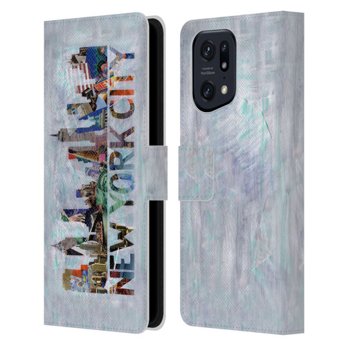 Artpoptart Travel New York Leather Book Wallet Case Cover For OPPO Find X5 Pro