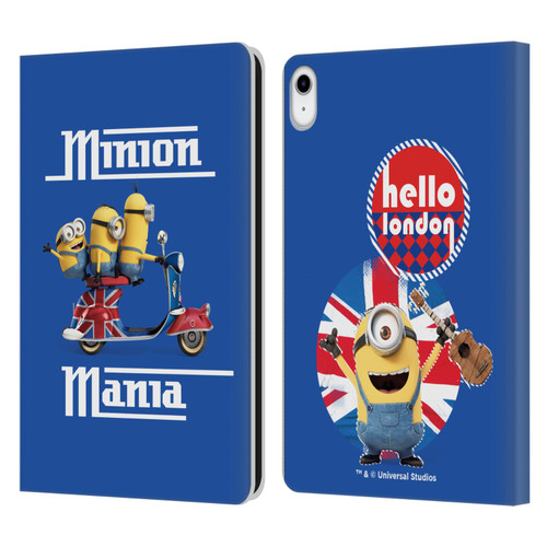 Minions Minion British Invasion Union Jack Scooter Leather Book Wallet Case Cover For Apple iPad 10.9 (2022)