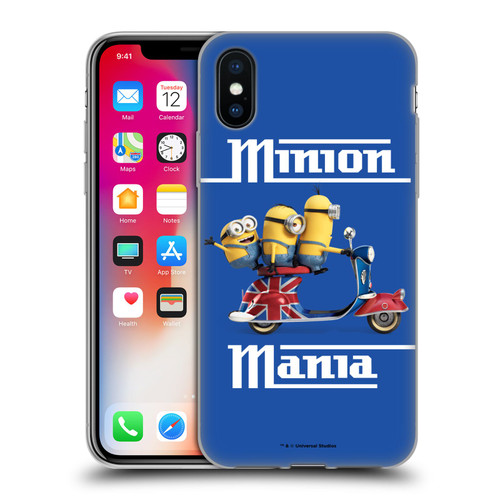 Minions Minion British Invasion Union Jack Scooter Soft Gel Case for Apple iPhone X / iPhone XS