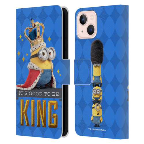 Minions Minion British Invasion King Bob Leather Book Wallet Case Cover For Apple iPhone 13