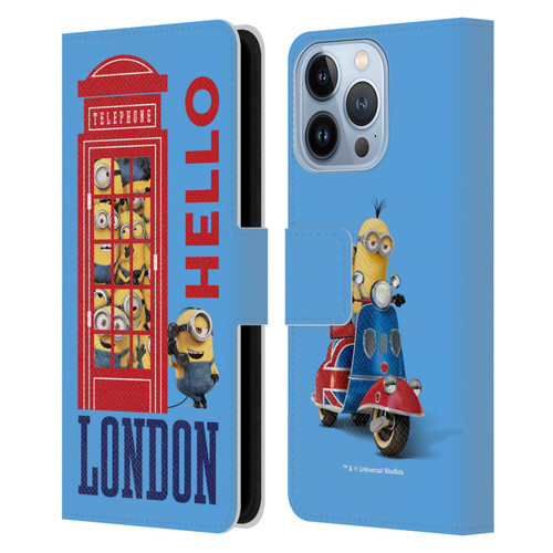 Minions Minion British Invasion Telephone Booth Leather Book Wallet Case Cover For Apple iPhone 13 Pro