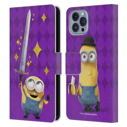 Minions Minion British Invasion Bob Sword Leather Book Wallet Case Cover For Apple iPhone 14