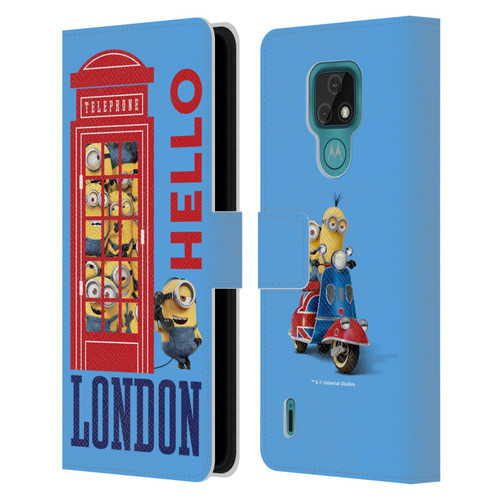 Minions Minion British Invasion Telephone Booth Leather Book Wallet Case Cover For Motorola Moto E7