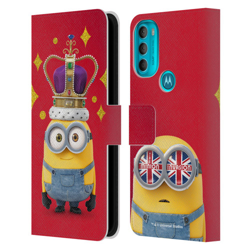 Minions Minion British Invasion Bob Crown Leather Book Wallet Case Cover For Motorola Moto G71 5G