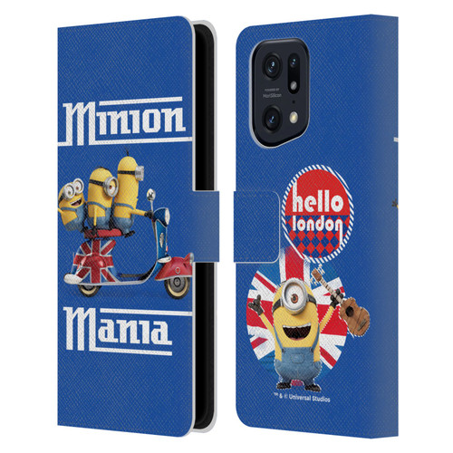 Minions Minion British Invasion Union Jack Scooter Leather Book Wallet Case Cover For OPPO Find X5 Pro