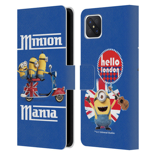 Minions Minion British Invasion Union Jack Scooter Leather Book Wallet Case Cover For OPPO Reno4 Z 5G