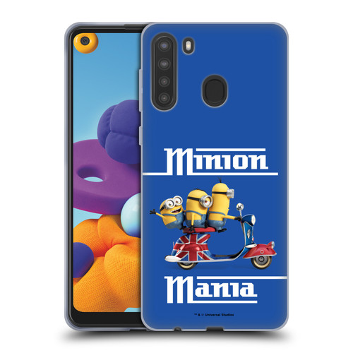 Minions Minion British Invasion Union Jack Scooter Soft Gel Case for Samsung Galaxy A21 (2020)
