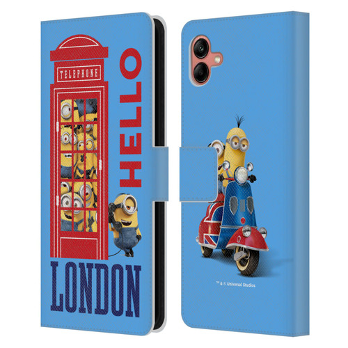 Minions Minion British Invasion Telephone Booth Leather Book Wallet Case Cover For Samsung Galaxy A04 (2022)