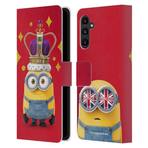 Minions Minion British Invasion Bob Crown Leather Book Wallet Case Cover For Samsung Galaxy A13 5G (2021)