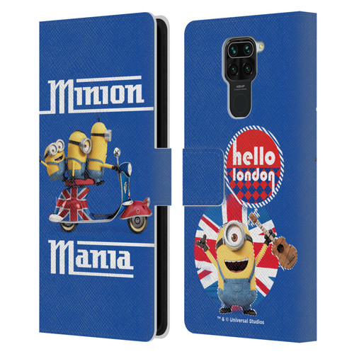 Minions Minion British Invasion Union Jack Scooter Leather Book Wallet Case Cover For Xiaomi Redmi Note 9 / Redmi 10X 4G
