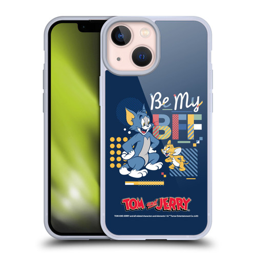 Tom and Jerry Color Blocks Be My Bff Soft Gel Case for Apple iPhone 13 Mini