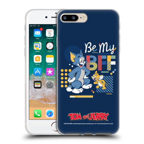 Tom and Jerry Color Blocks Be My Bff Soft Gel Case for Apple iPhone 7 Plus / iPhone 8 Plus