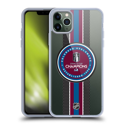NHL 2022 Stanley Cup Champions Colorado Avalanche Puck Pattern Soft Gel Case for Apple iPhone 11 Pro Max