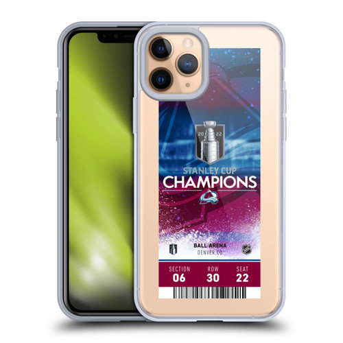 NHL 2022 Stanley Cup Champions Colorado Avalanche Ticket Soft Gel Case for Apple iPhone 11 Pro