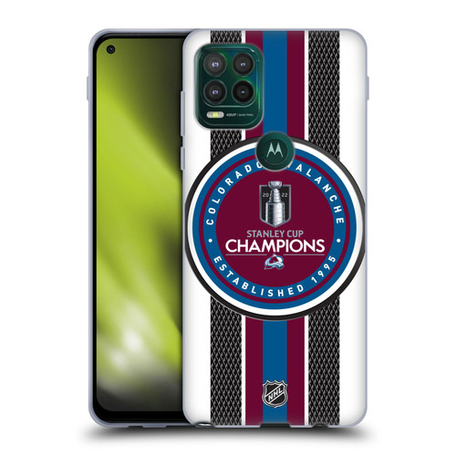 NHL 2022 Stanley Cup Champions Colorado Avalanche Puck Pattern Soft Gel Case for Motorola Moto G Stylus 5G 2021
