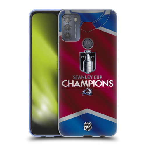 NHL 2022 Stanley Cup Champions Colorado Avalanche Jersey Soft Gel Case for Motorola Moto G50
