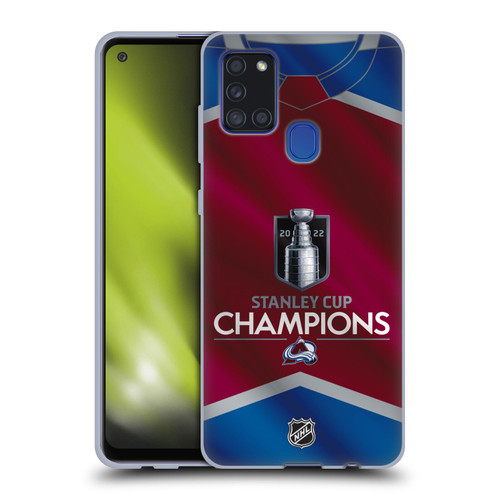 NHL 2022 Stanley Cup Champions Colorado Avalanche Jersey Soft Gel Case for Samsung Galaxy A21s (2020)