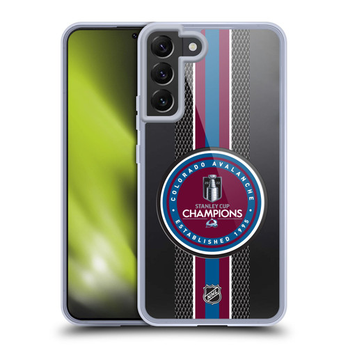 NHL 2022 Stanley Cup Champions Colorado Avalanche Puck Pattern Soft Gel Case for Samsung Galaxy S22+ 5G
